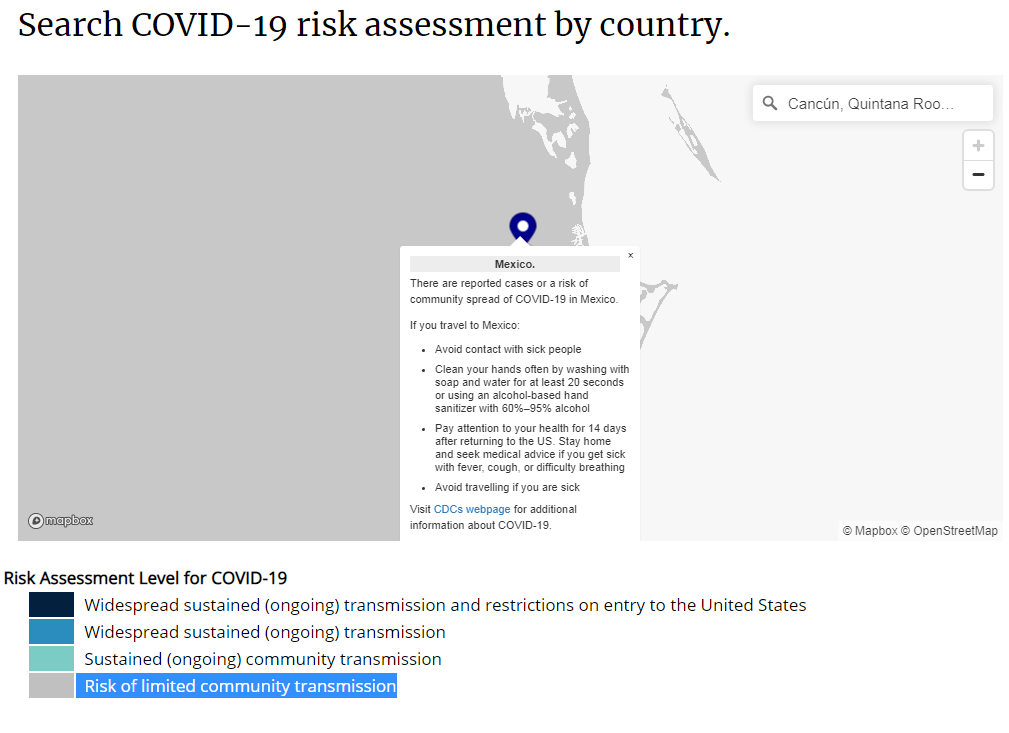 Cancun corona virus map